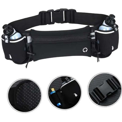 Running Belt with Water Bottles for Active People, Black V1237-ZY-506-0022