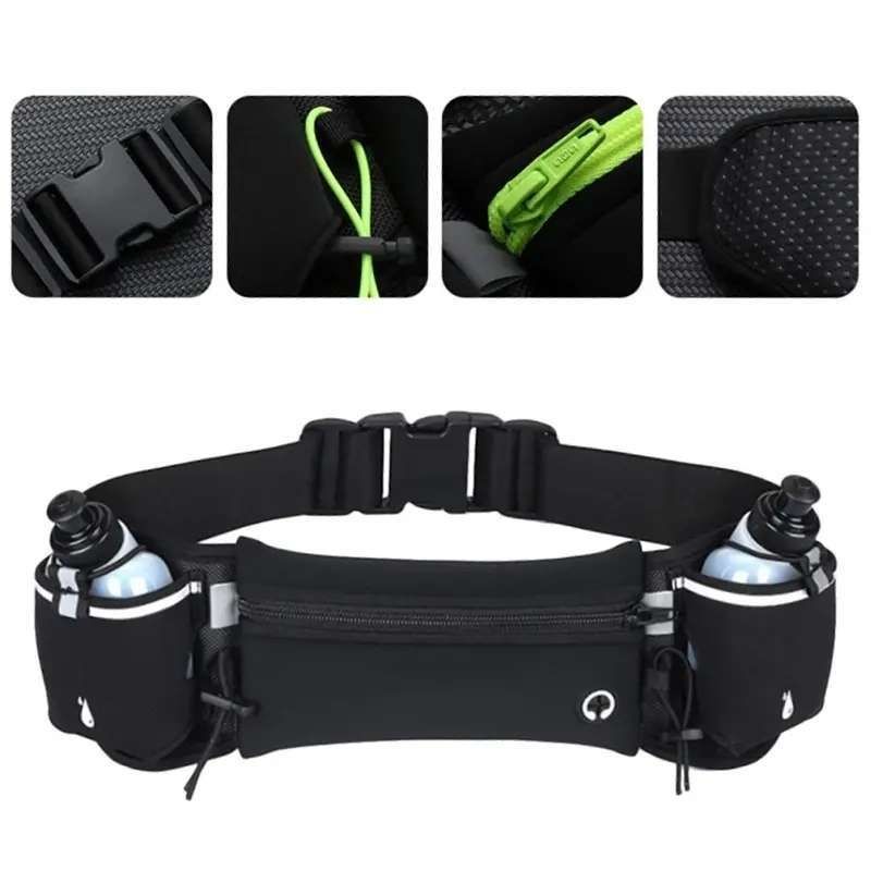 Running Belt with Water Bottles for Active People, Black V1237-ZY-506-0022
