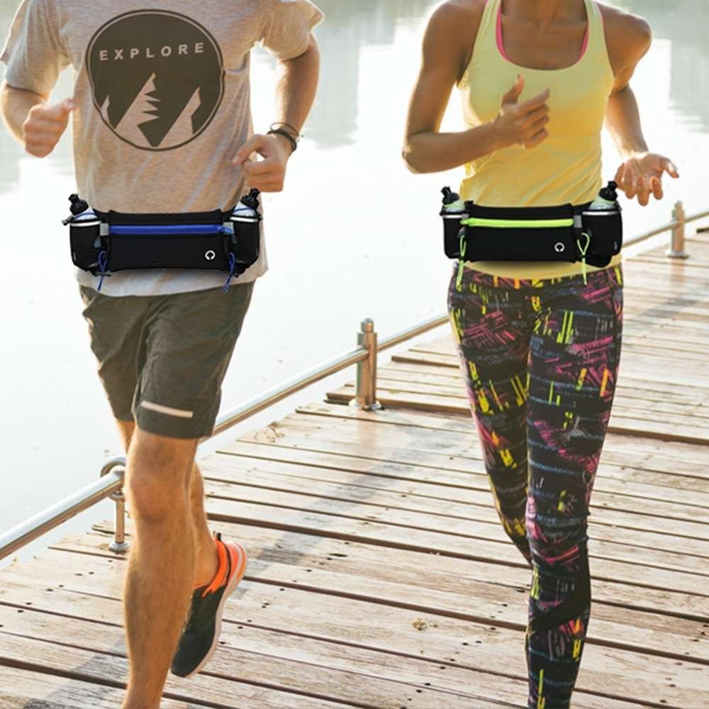 Running Belt with Water Bottles for Active People, Black V1237-ZY-506-0022