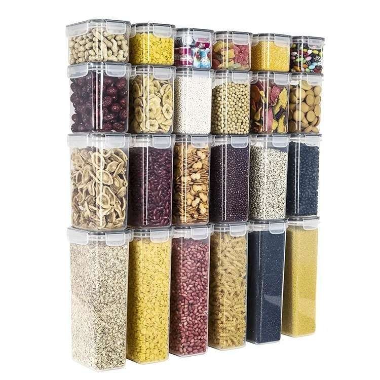 24-Pack Airtight Storage Containers for Organized Pantry, Transparent with Labels V1237-ZY-506-0023
