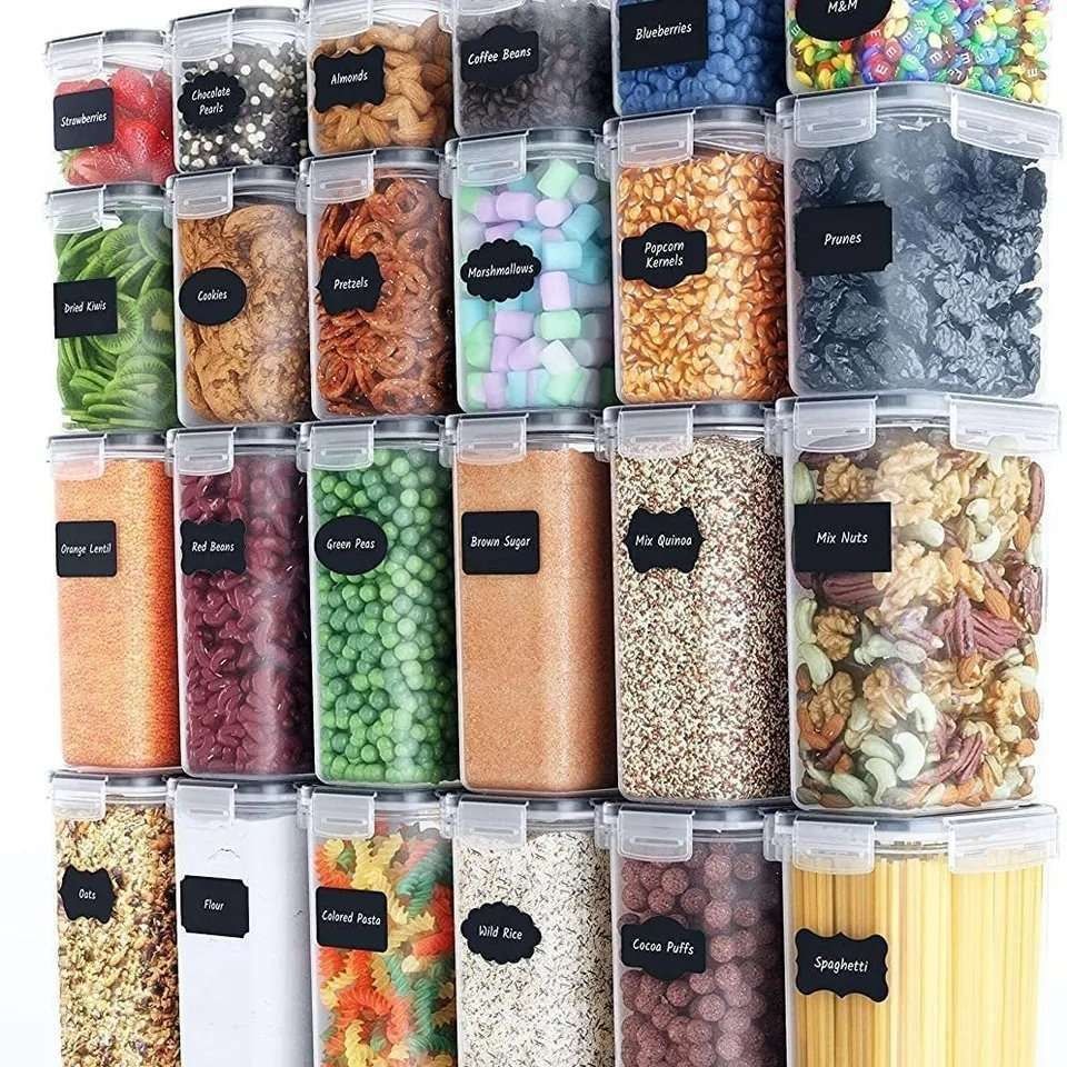 24-Pack Airtight Storage Containers for Organized Pantry, Transparent with Labels V1237-ZY-506-0023