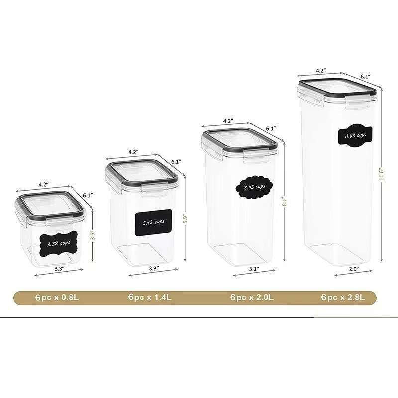 24-Pack Airtight Storage Containers for Organized Pantry, Transparent with Labels V1237-ZY-506-0023