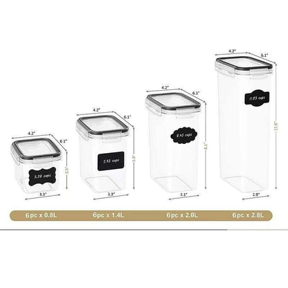 24-Pack Airtight Storage Containers for Organized Pantry, Transparent with Labels V1237-ZY-506-0023