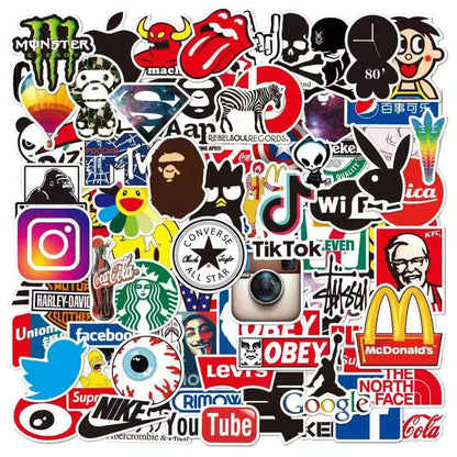 100pcs MultiColor Fashion Graffiti Stickers, Waterproof for Laptop Luggage Skate V1237-ZY-506-0024