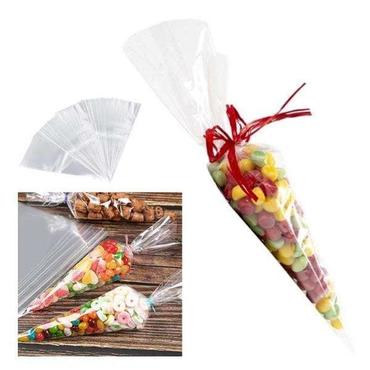 100-Pack Transparent Cellophane Cones and Bags V1237-ZY-506-0039