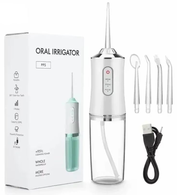 Portable Water Flosser Dental Irrigator, White, Compatible with Oral-B V1237-ZY-506-0042