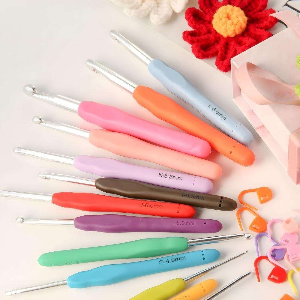 45-Piece Crochet Kit with Hooks, Markers, Tape Measure, MultiColor V1237-ZY-506-0047