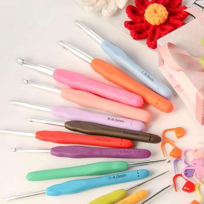 45-Piece Crochet Kit with Hooks, Markers, Tape Measure, MultiColor V1237-ZY-506-0047