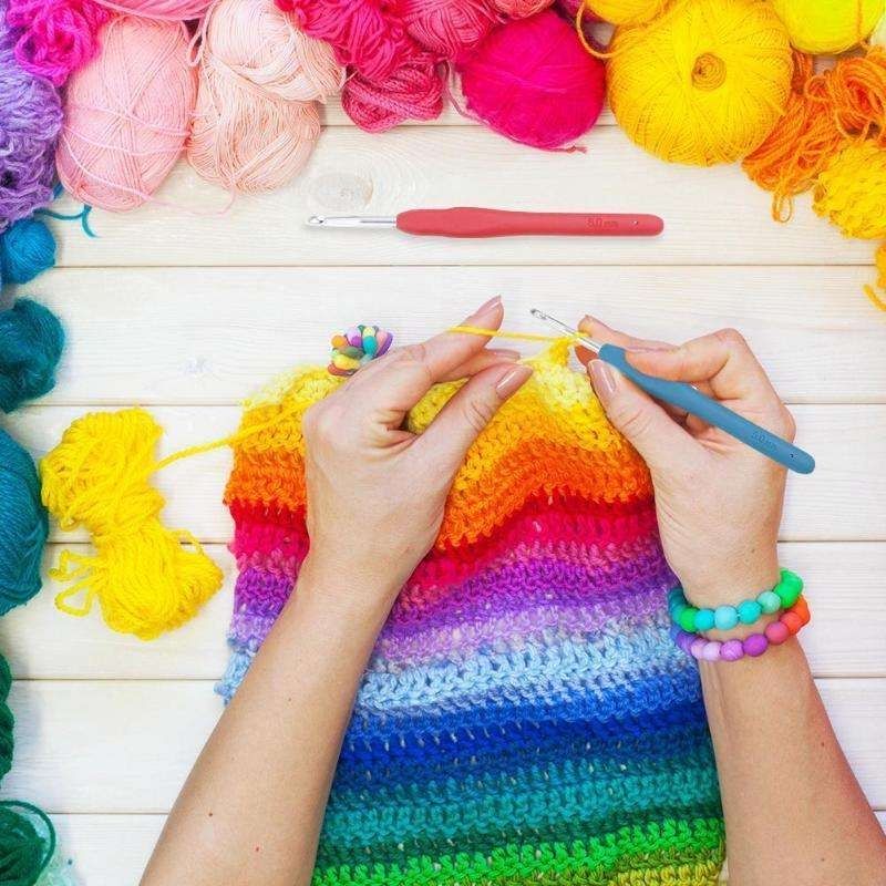 45-Piece Crochet Kit with Hooks, Markers, Tape Measure, MultiColor V1237-ZY-506-0047