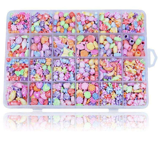 500pcs Acrylic Beads Mix for Jewelry Making, DIY Bead Box, MultiColor V1237-ZY-506-0051