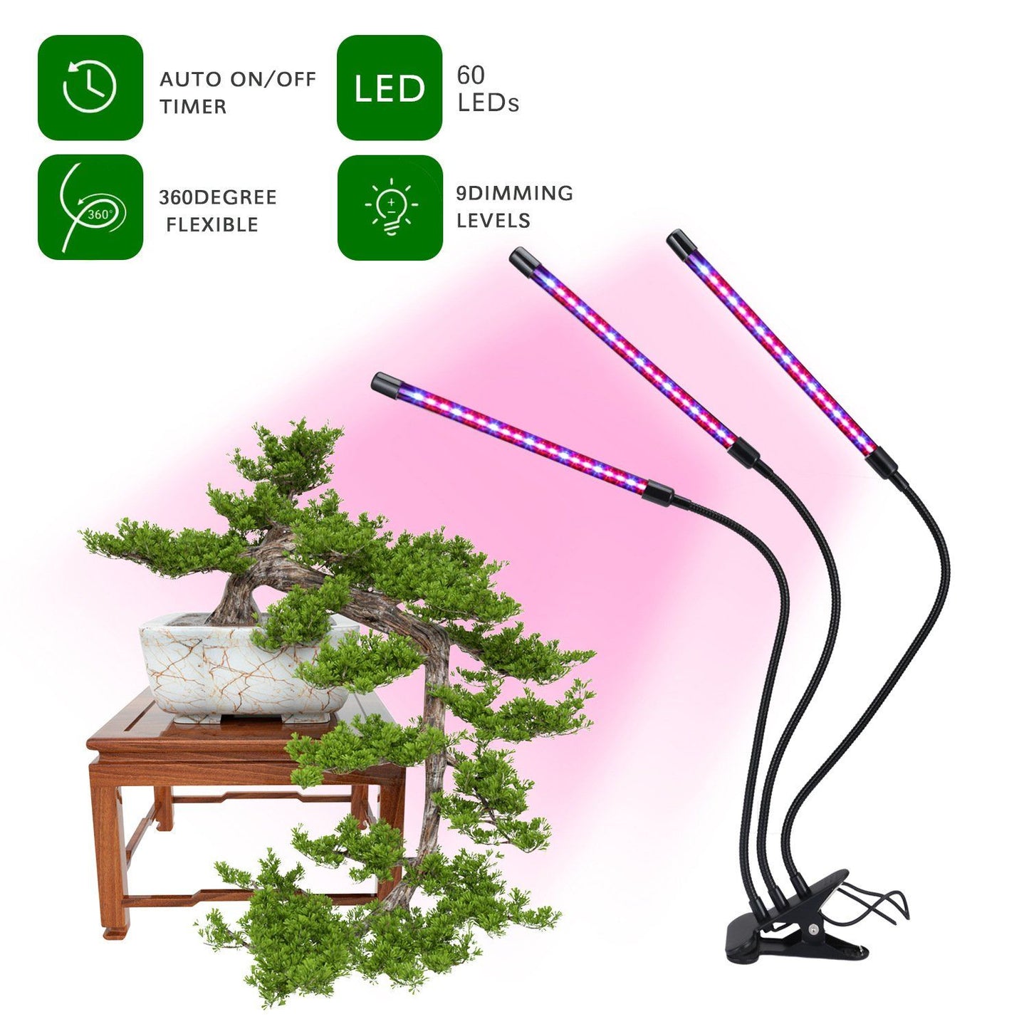 60 LED Full Spectrum Grow Light with 3 Timers, MultiColor V1237-ZY-506-0059