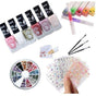 Nail kit with polish, rhinestones, and stickers, MultiColor decoration kit V1237-ZY-506-0065
