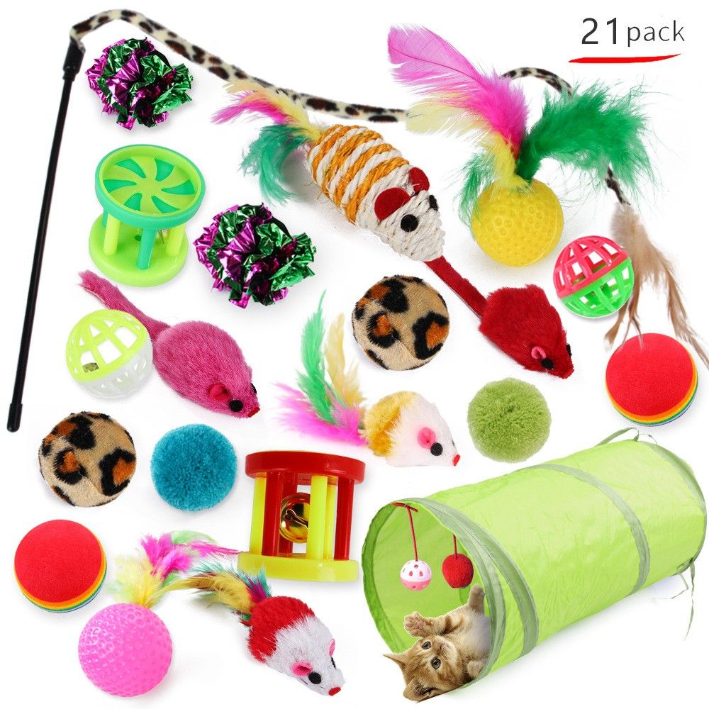 21 Piece Cat Toys, MultiColor - Perfect for Kittens and Cats V1237-ZY-506-0067