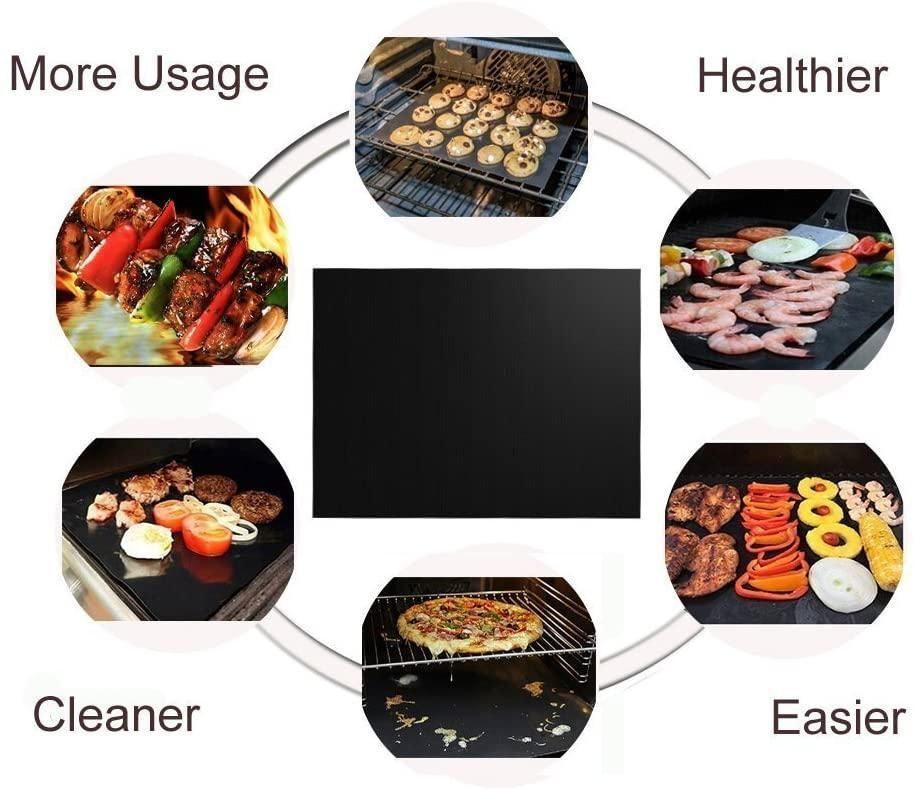 6-Pack Non Stick Grill Mat Oven Mat Baking Mat, 40x33cm, Black V1237-ZY-506-0072
