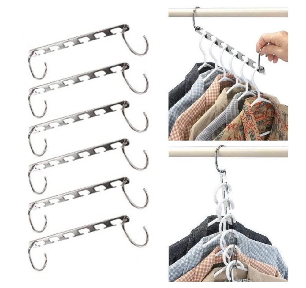 Silver Clothes Hanger Organizer with Connection Hook V1237-ZY-506-0077