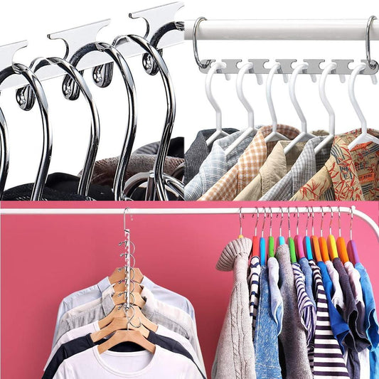 Silver Clothes Hanger Organizer with Connection Hook V1237-ZY-506-0077