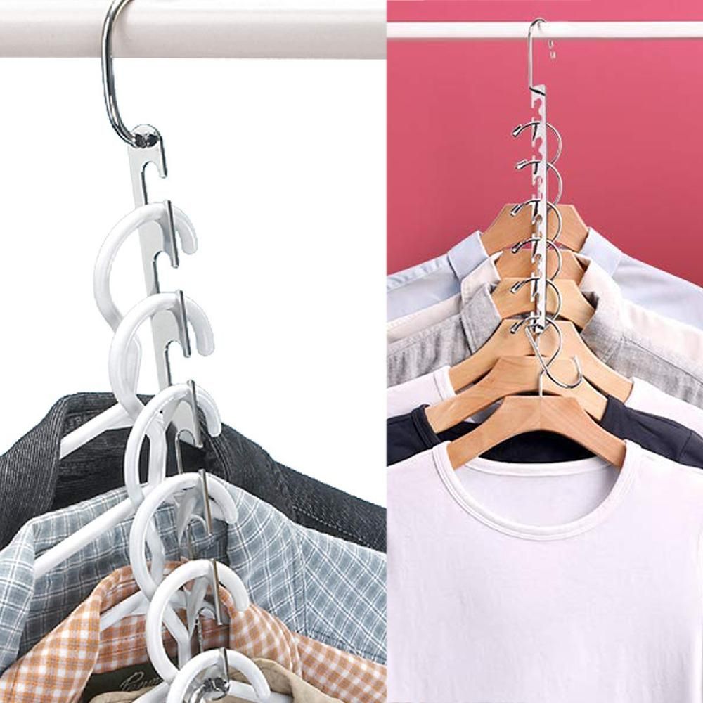 Silver Clothes Hanger Organizer with Connection Hook V1237-ZY-506-0077