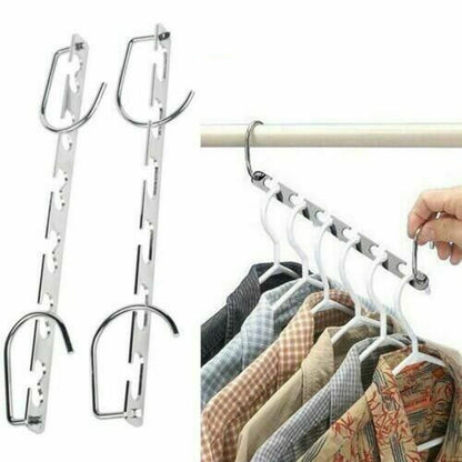 Silver Clothes Hanger Organizer with Connection Hook V1237-ZY-506-0077