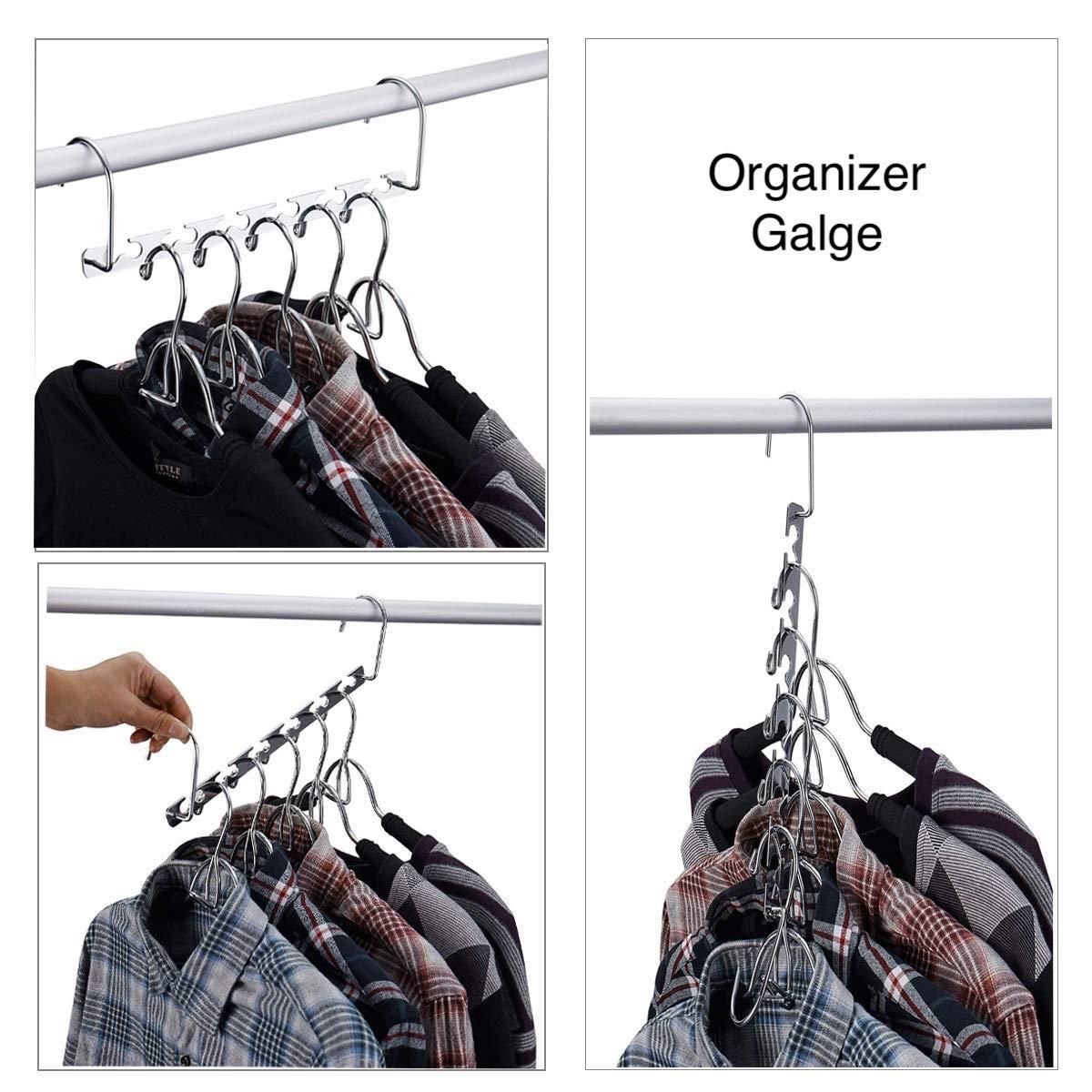 Silver Clothes Hanger Organizer with Connection Hook V1237-ZY-506-0077