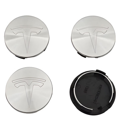 4-Pack Tesla Wheel Hub Caps, 56mm, Silver - Compatible with Tesla V1237-ZY-506-0081