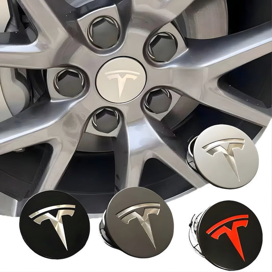 4-Pack Tesla Wheel Hub Caps, 56mm, Silver - Compatible with Tesla V1237-ZY-506-0081