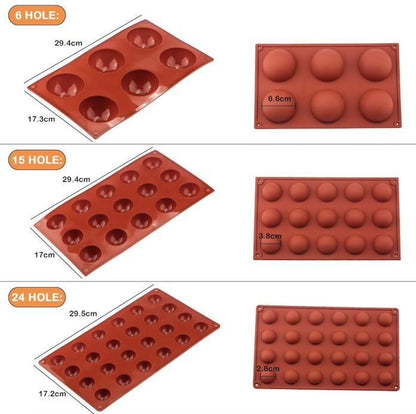 6/8/15/24 Silicone Mold, Ball Hemisphere Ice Chocolate Jelly Mold 8 Bullets Brown V1237-ZY-506-0088
