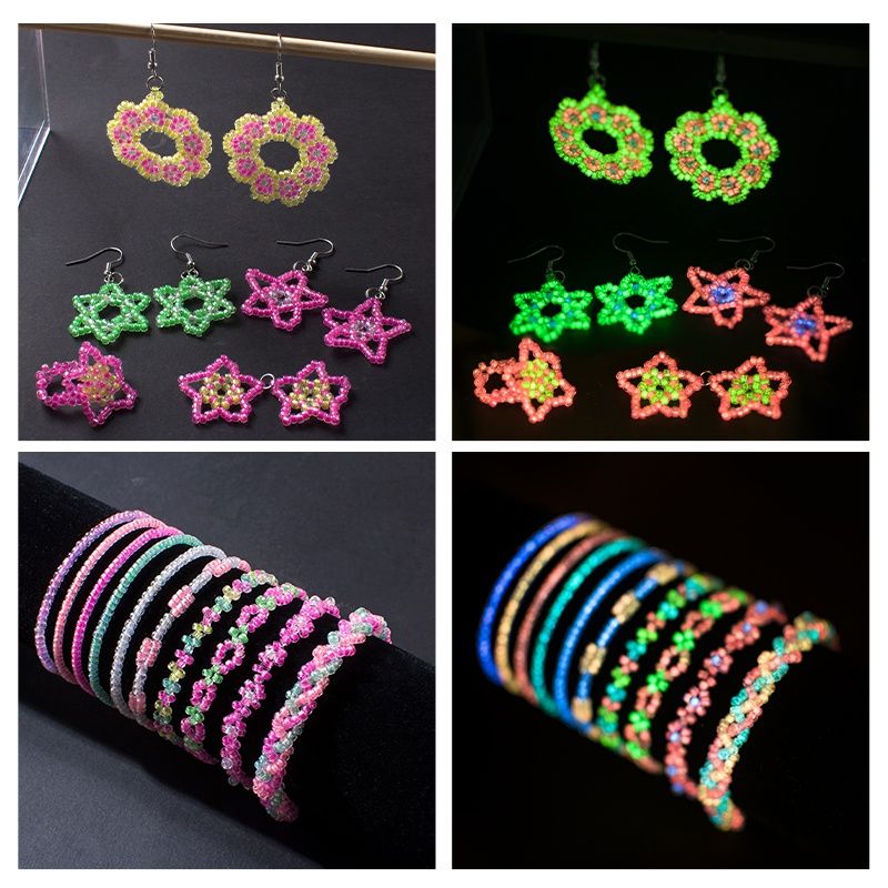 Glow in the Dark Bead Set DIY Kit with Wire and Accessories, Multicolor V1237-ZY-506-0090