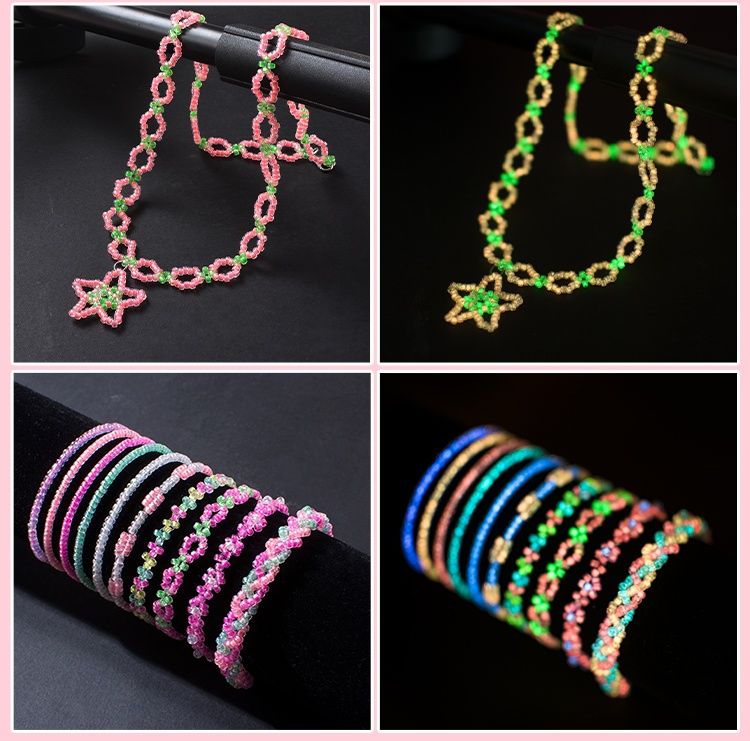 Glow in the Dark Bead Set DIY Kit with Wire and Accessories, Multicolor V1237-ZY-506-0090