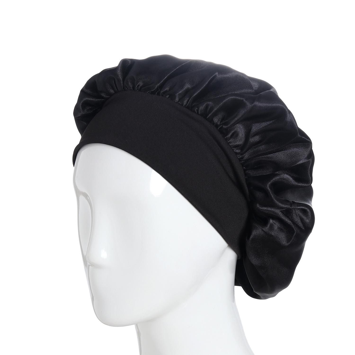 Satin Sleep Cap Black, One Size V1237-ZY-506-0092