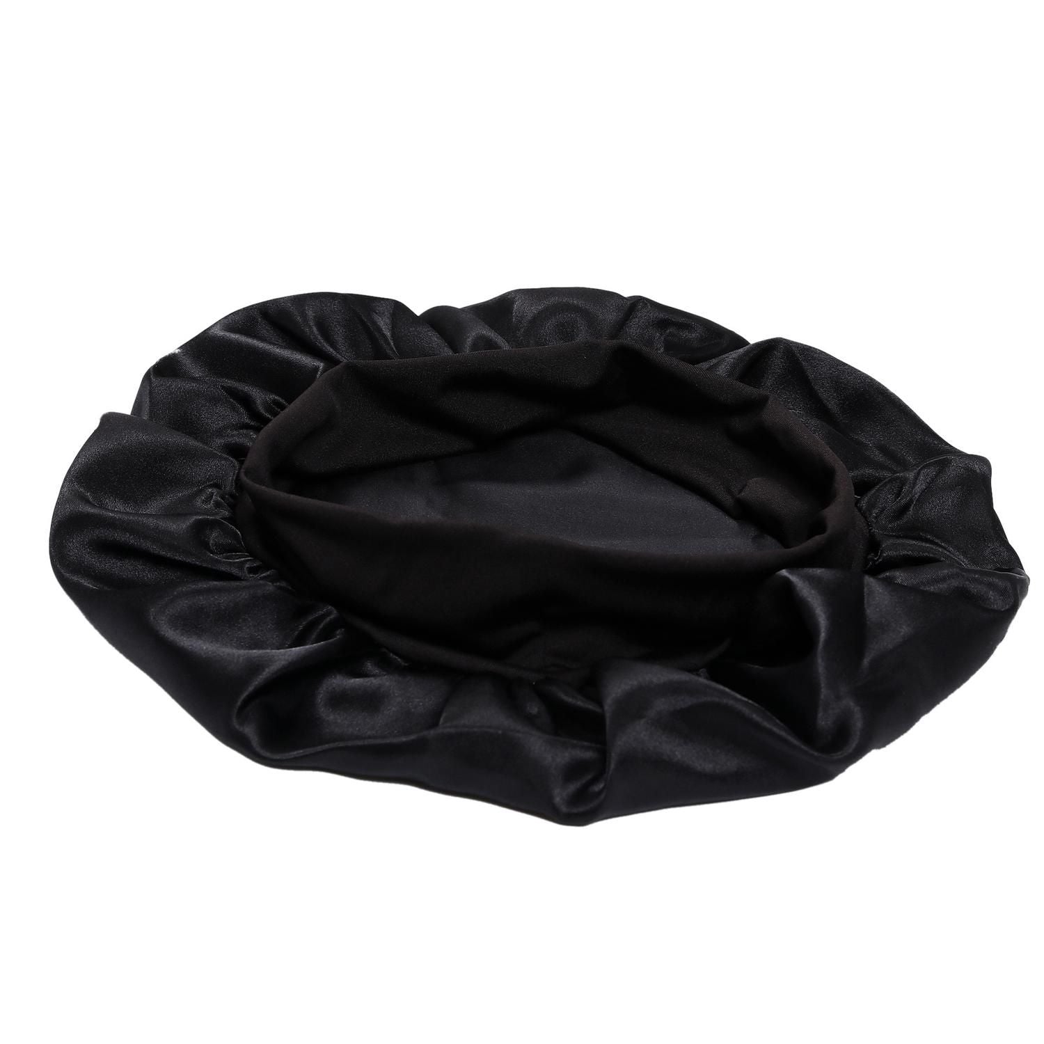 Satin Sleep Cap Black, One Size V1237-ZY-506-0092