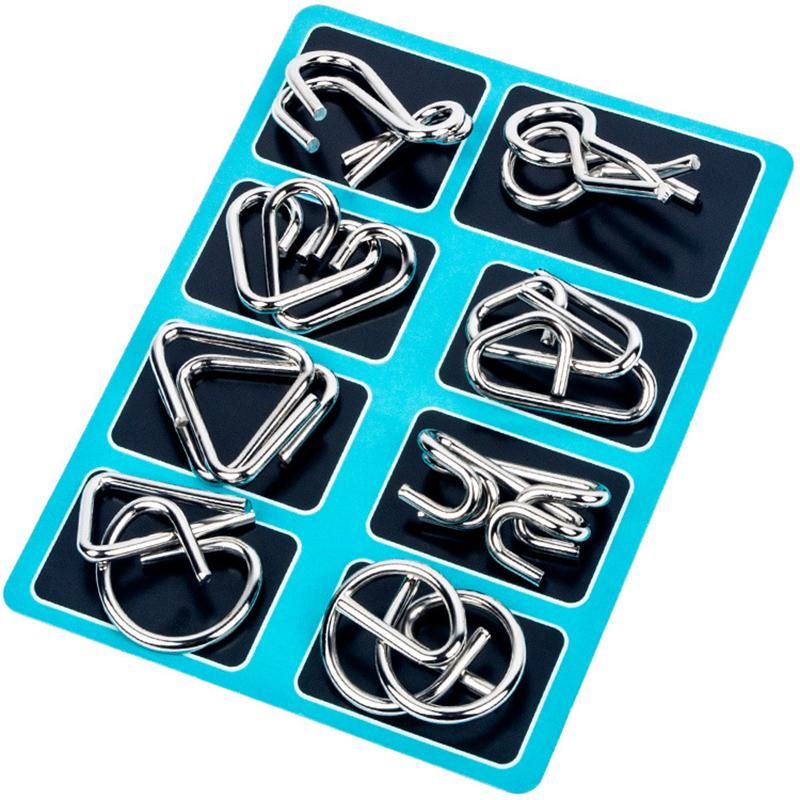Blue Metal Puzzle Brain Teaser for Brain Training V1237-ZY-506-0096