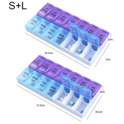 14 Compartment Medical Tablet Case, Multicolor Dosette L V1237-ZY-506-0101