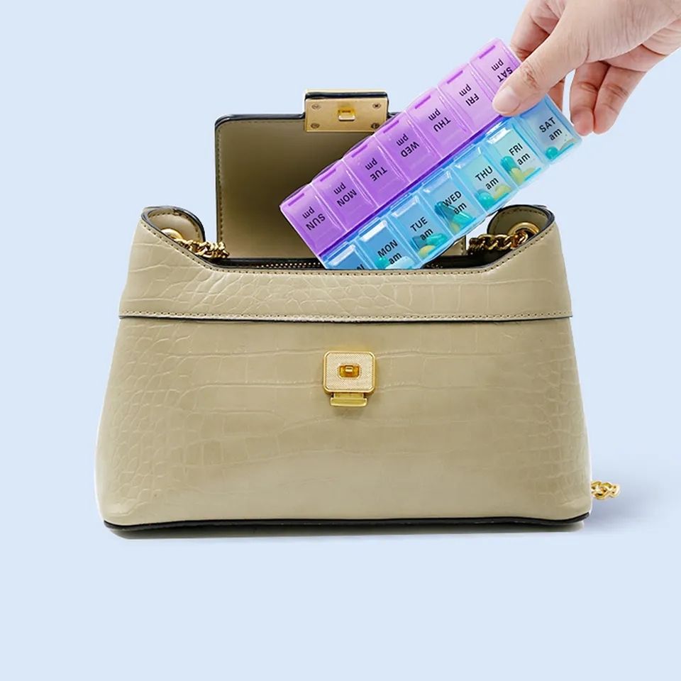 14 Compartment Medical Tablet Case, Multicolor Dosette L V1237-ZY-506-0101