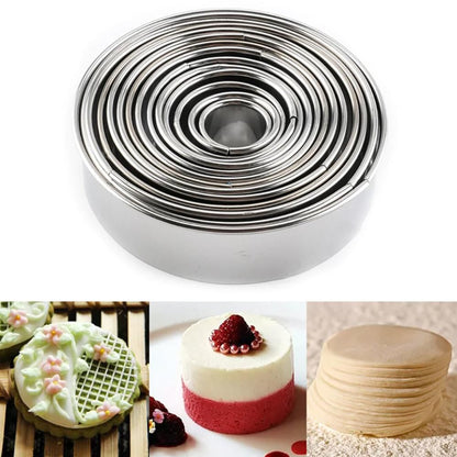 14pcs Round Cookie Cutters, Silver V1237-ZY-506-0116