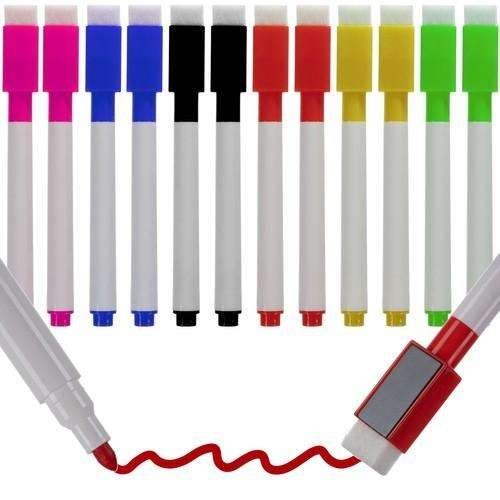 12-Pack Whiteboard Pens with Eraser and Magnet, MultiColor V1237-ZY-506-0120