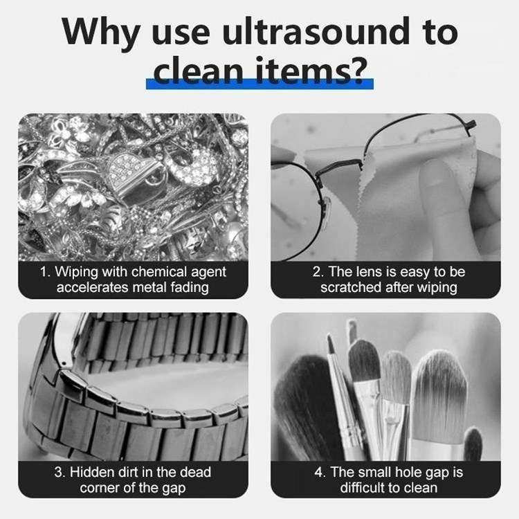 Ultrasonic cleaning glasses jewelry cleaner white, 42kHz V1237-ZY-506-0126