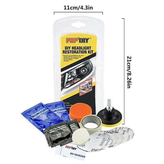 Headlight Polishing Kit MultiColor, Cleans Polishes Increases Clarity Safety V1237-ZY-506-0156