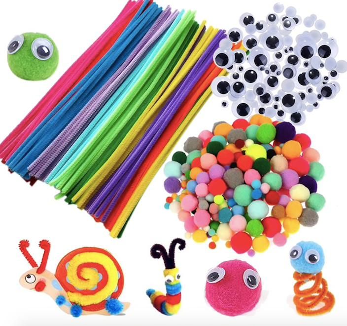 Pipe Cleaners Craft Kit with Moving Eyes and Balls, MultiColor V1237-ZY-506-0161