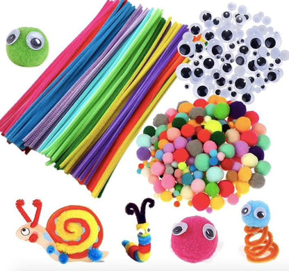 Pipe Cleaners Craft Kit with Moving Eyes and Balls, MultiColor V1237-ZY-506-0161