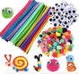 Pipe Cleaners Craft Kit with Moving Eyes and Balls, MultiColor V1237-ZY-506-0161