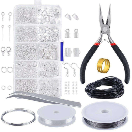 DIY Jewelry Making Kit with Pliers, Wire, Rings, Silver V1237-ZY-506-0163