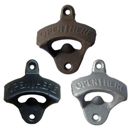 Wall mounted bottle opener, Vintage Open Here design, Black V1237-ZY-506-0171