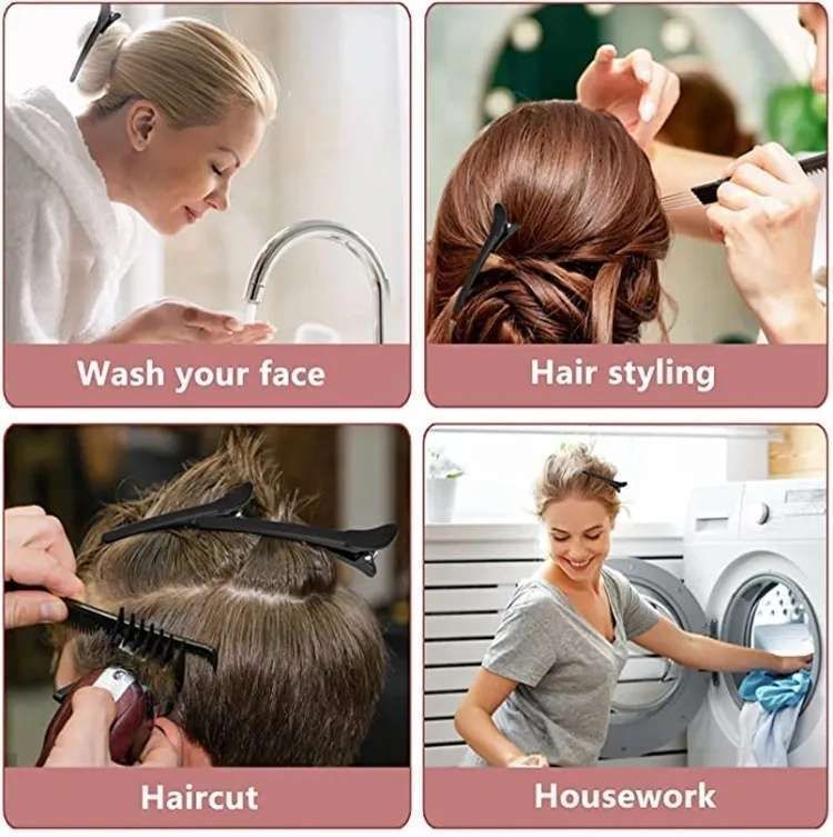 10x Professional Hair Clips for Salons & Home Use, Black V1237-ZY-506-0172
