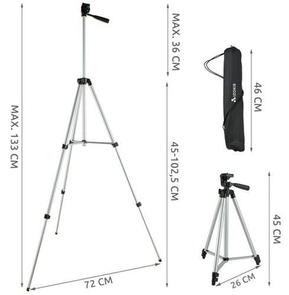 Phone Tripod Black, Mobile Camera Stand & Selfie Stick with Adjustable Height V1237-ZY-506-0180