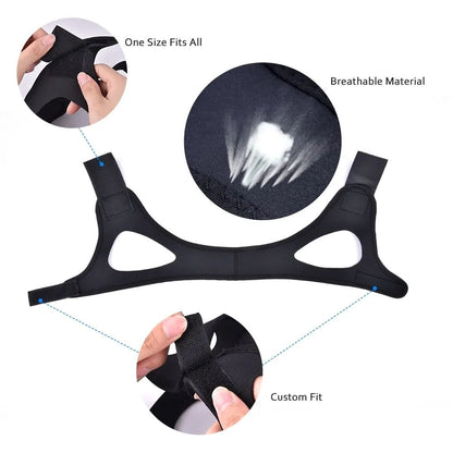 Adjustable Anti Snoring Chin Strap, Black, Stop Snoring Belt V1237-ZY-506-0190