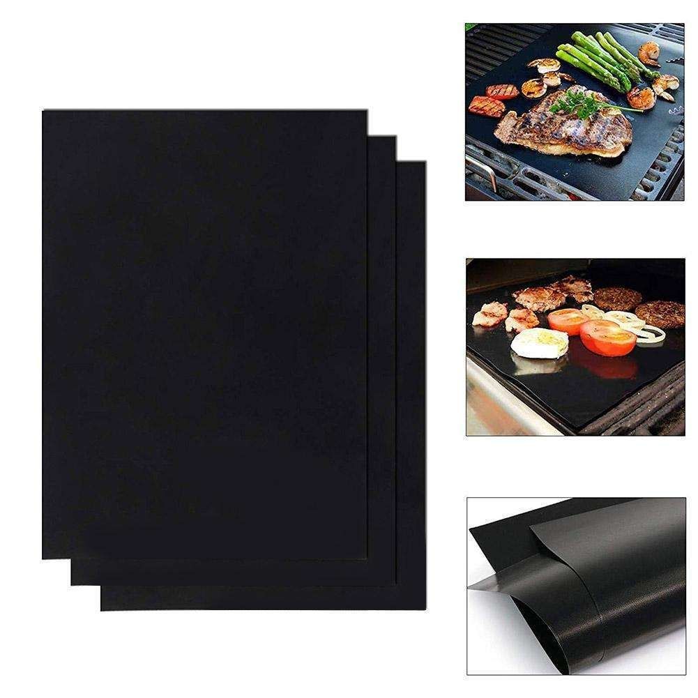3pcs Non Stick Grill Mat Oven Baking Mat, 40x33cm, Black V1237-ZY-506-0191