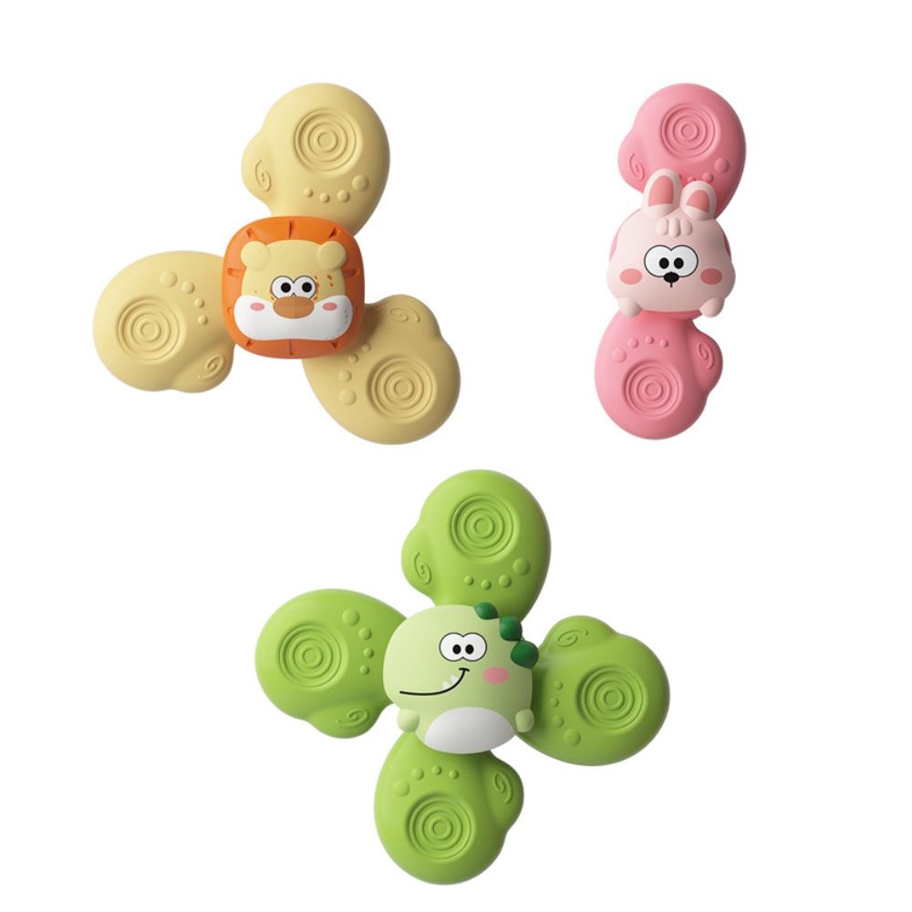 3-pack Baby Spinning Toy with Suction Cup, Green Yellow Pink, Educational Toys V1237-ZY-506-0195