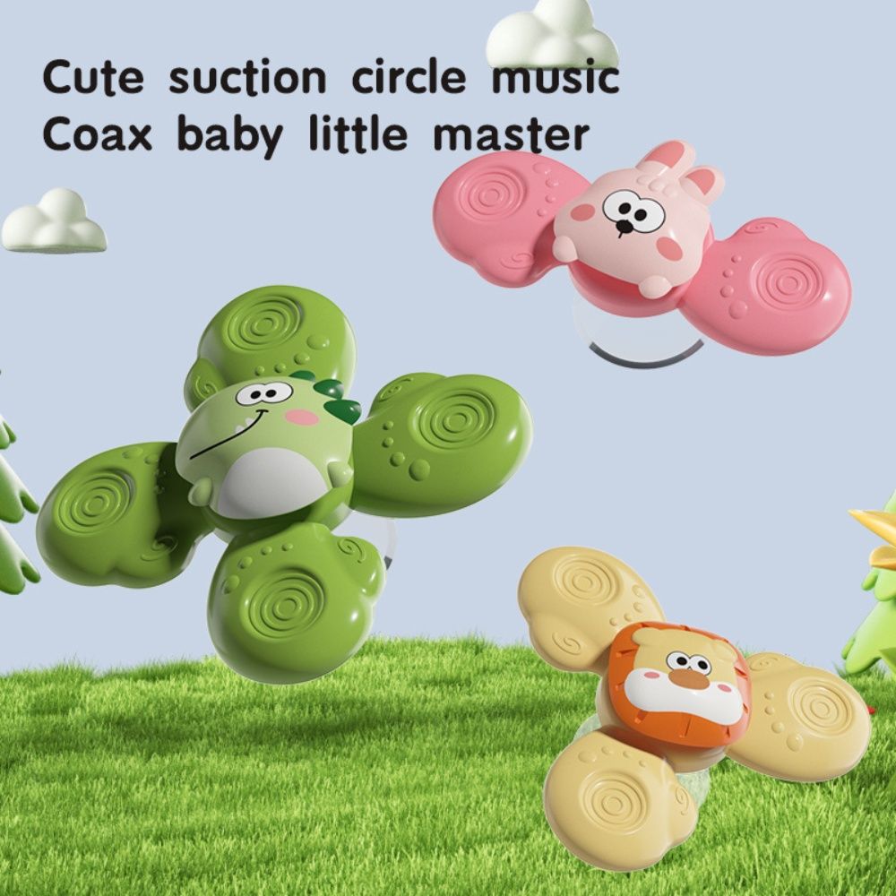 3-pack Baby Spinning Toy with Suction Cup, Green Yellow Pink, Educational Toys V1237-ZY-506-0195