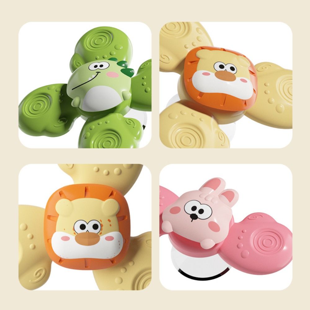 3-pack Baby Spinning Toy with Suction Cup, Green Yellow Pink, Educational Toys V1237-ZY-506-0195