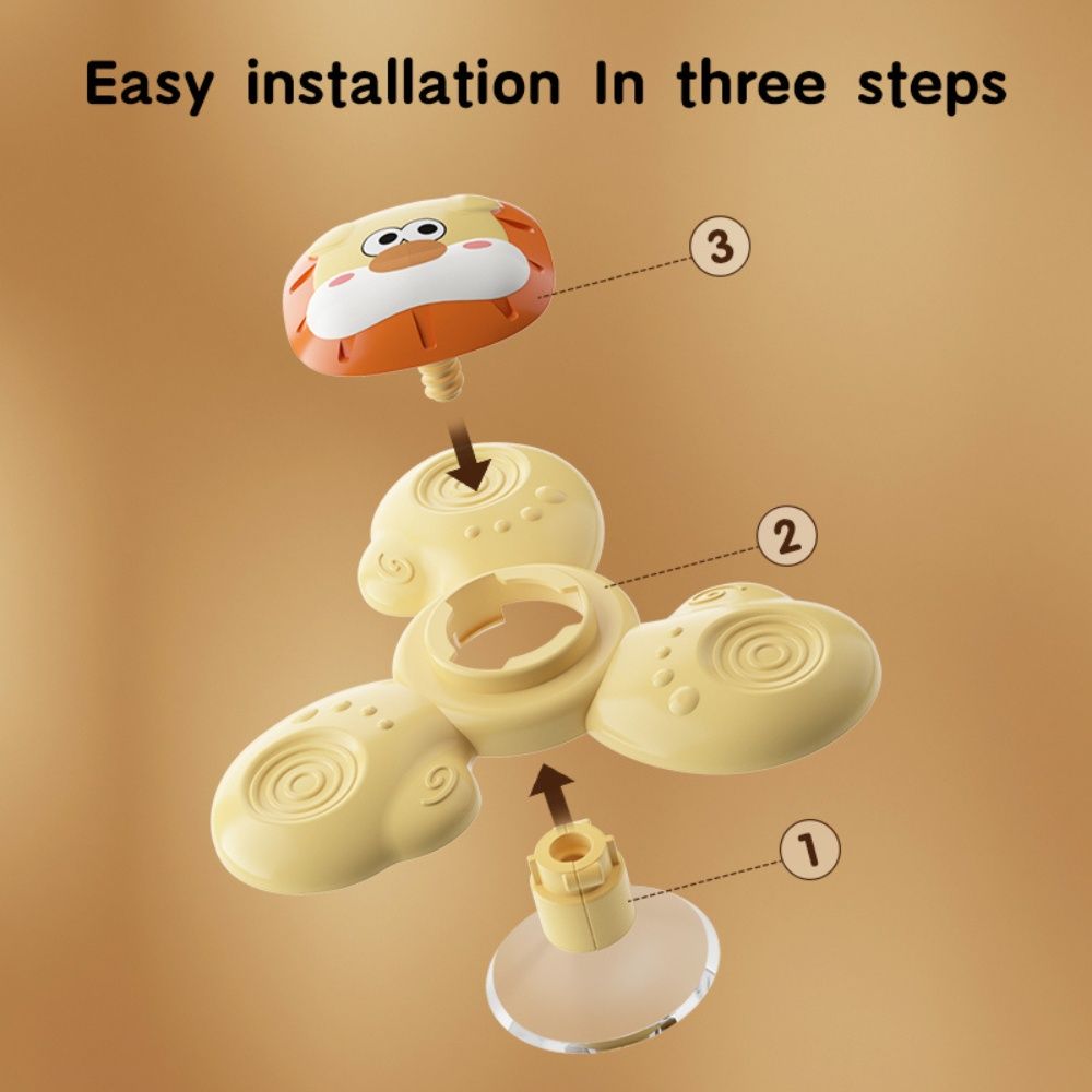 3-pack Baby Spinning Toy with Suction Cup, Green Yellow Pink, Educational Toys V1237-ZY-506-0195